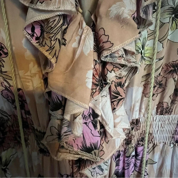 Jaase Chantal Lily Boho Floral Ruffle Maxi‎ Dress Size Large Cottage Corr - Picture 4 of 12